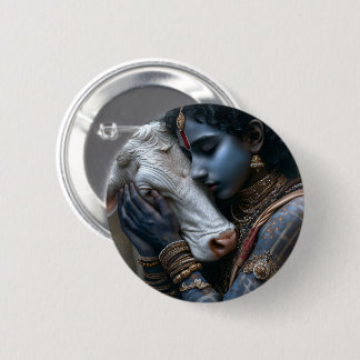 Krishna & cow love 2 inch round button