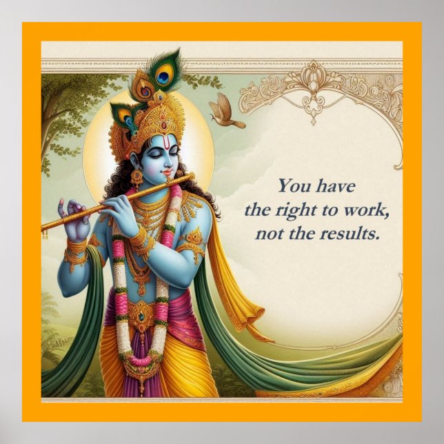 Krishna Gita Quote Art: Spiritual Motivation Poster (Front)