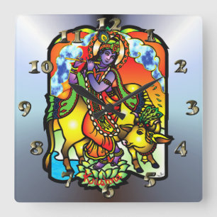 Krishna - Gods and Deities Square Wall Clock
