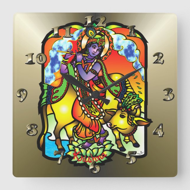 Krishna - Gods and Deities Square Wall Clock (Front)