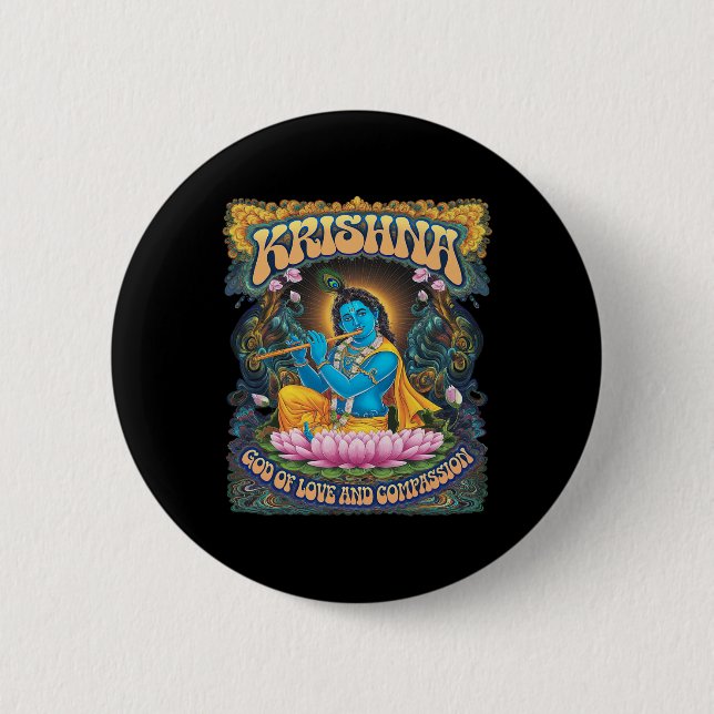 Krishna Hinduism  2 Inch Round Button (Front)