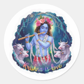 Krishna is Love Sticker: Divine Devotion Classic Round Sticker