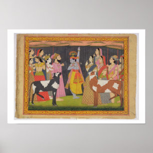 Krishna lifting Mount Govardhana, from the 'Bhagav Poster