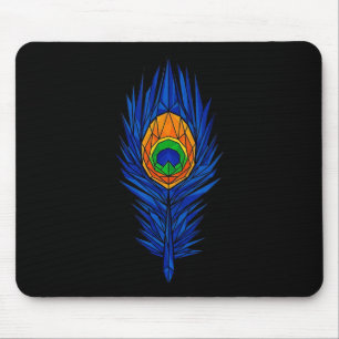 Krishna Pea Feather Hindu Spiritual Art Geometric Mouse Pad