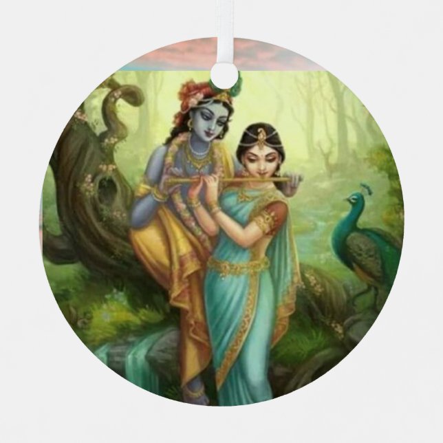 Krishna Radhey  Metal Ornament (Front)