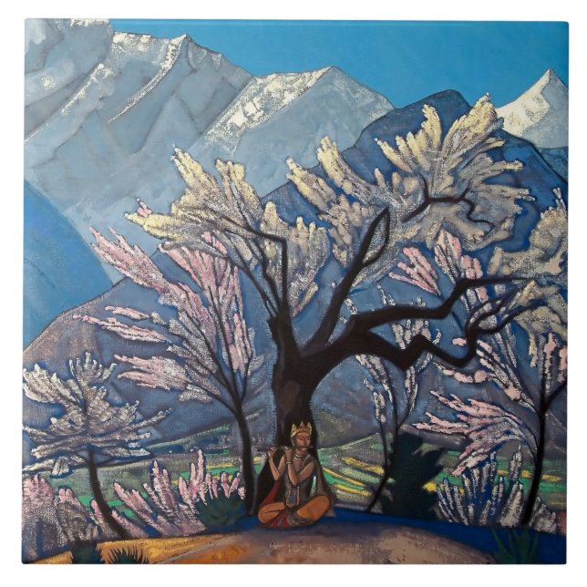 “Krishna - Spring in Kulu” by Nicholas Roerich Tile (Front)