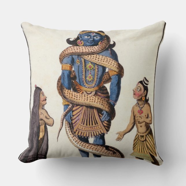 Krishna squeezed by the Kaliya Serpent, from 'Voya Throw Pillow (Front)