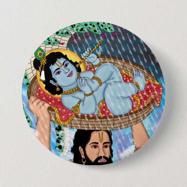 Krishna & Vasudeva Button (Front)