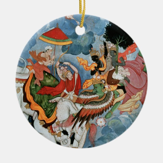 Krishna's combat with Indra, c.1590 Ceramic Ornament (Front)