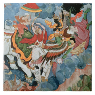 Krishna's combat with Indra, c.1590 Tile