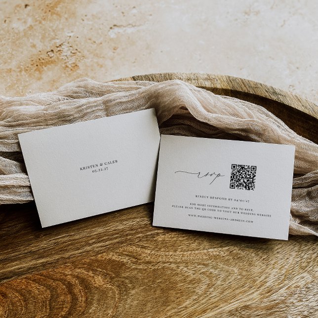 KRISTEN Minimalist Wedding QR Code RSVP Card (Creator Uploaded)
