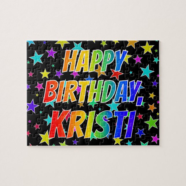 "KRISTI" First Name, Fun "HAPPY BIRTHDAY" Jigsaw Puzzle (Horizontal)