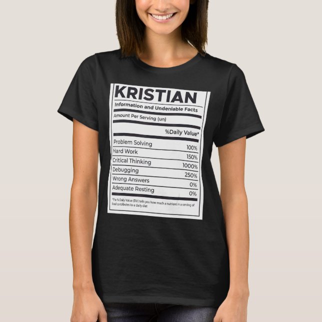 Kristian Nutrition Information Problem Solving Har T-Shirt (Front)
