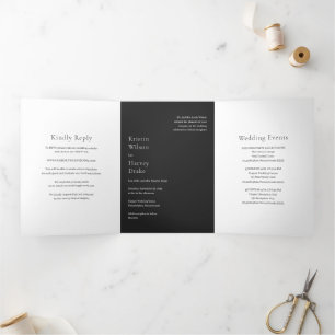 Kristin Charcoal Modern Wedding Tri-Fold Invitation
