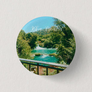 Krka, Croatia Waterfall Travel Souvenir 1 Inch Round Button