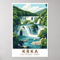Krka National Park Croatia Illustration Travel Art