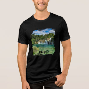 Krka Waterfalls in Croatia remote panorama view Tri-Blend Shirt