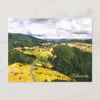 Krkonoše Mountains Watercolor Postcard