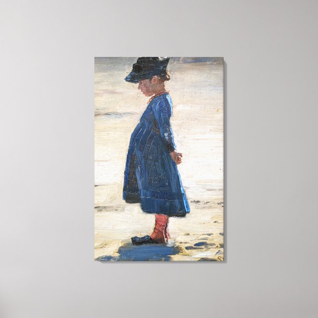Kroyer - Little Girl standing on Skagen Beach Canvas Print (Front)