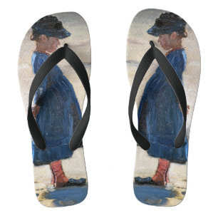 Kroyer - Little Girl standing on Skagen Beach Flip Flops
