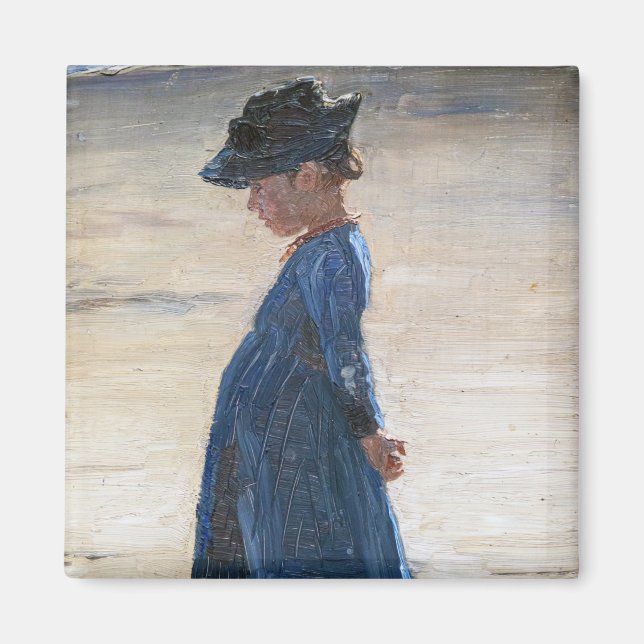 Kroyer - Little Girl standing on Skagen Beach Magnet (Front)