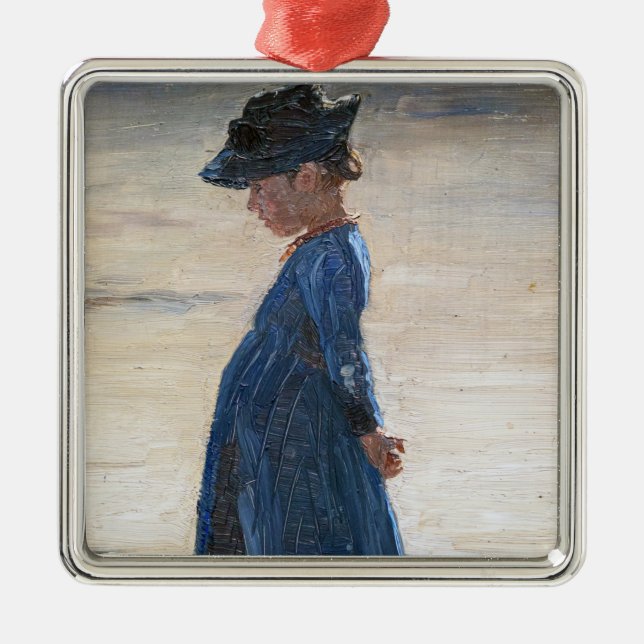 Kroyer - Little Girl standing on Skagen Beach Metal Ornament (Front)