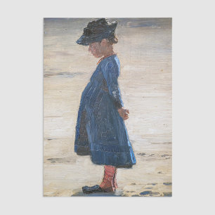 Kroyer - Little Girl standing on Skagen Beach Tissue Paper