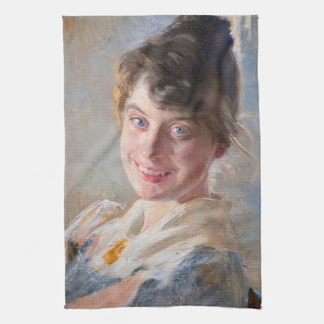 Kroyer - Portrait of the Artist’s Wife Marie Kitchen Towel (Vertical)