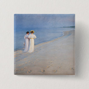 Kroyer - Summer Evening on Skagen Beach 2 Inch Square Button