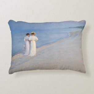 Kroyer - Summer Evening on Skagen Beach Accent Pillow