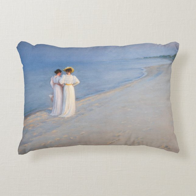 Kroyer - Summer Evening on Skagen Beach Accent Pillow (Front)