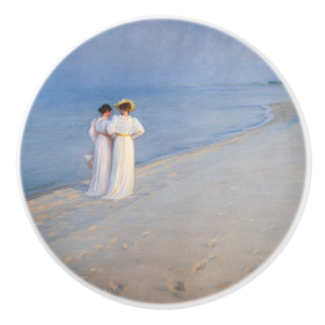 Kroyer - Summer Evening on Skagen Beach Ceramic Knob (Front)