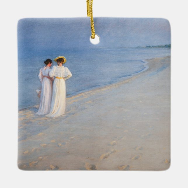 Kroyer - Summer Evening on Skagen Beach Ceramic Ornament (Front)