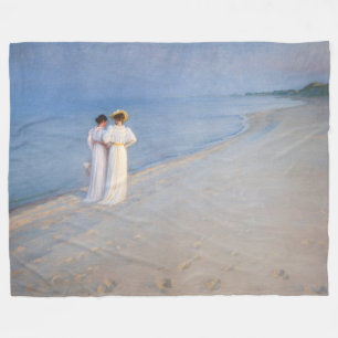 Kroyer - Summer Evening on Skagen Beach Fleece Blanket