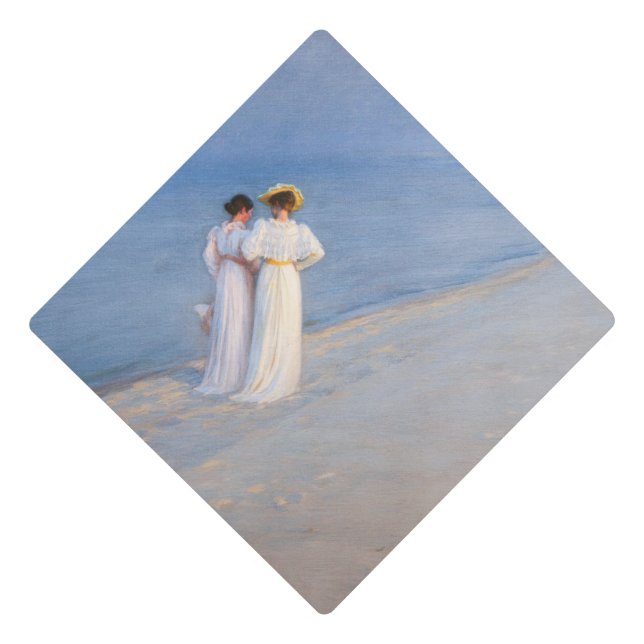 Kroyer - Summer Evening on Skagen Beach Graduation Cap Topper (Front)