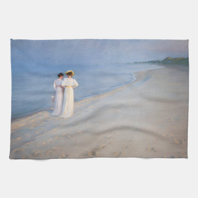 Kroyer - Summer Evening on Skagen Beach Kitchen Towel (Horizontal)