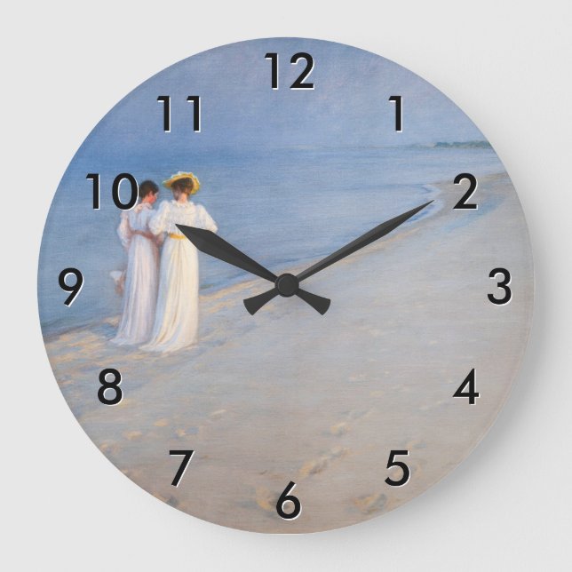 Kroyer - Summer Evening on Skagen Beach Large Clock (Front)