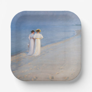 Kroyer - Summer Evening on Skagen Beach Paper Plate