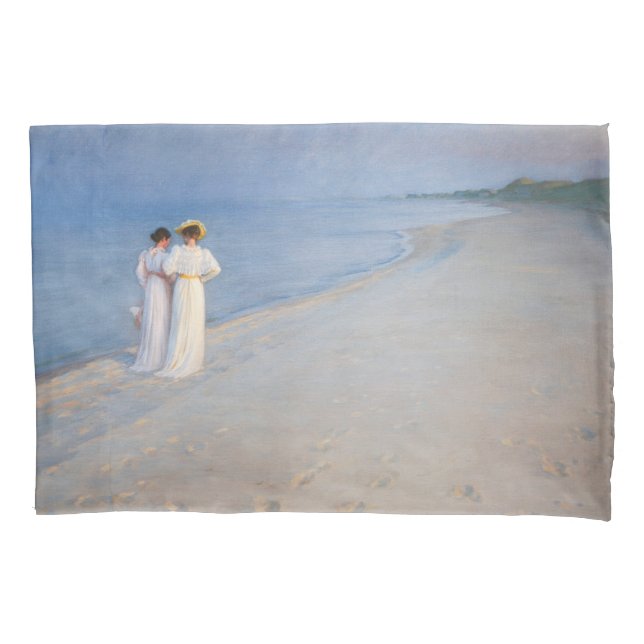 Kroyer - Summer Evening on Skagen Beach Pillowcase (Front)