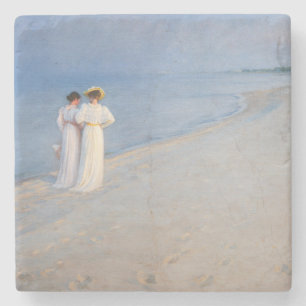 Kroyer - Summer Evening on Skagen Beach Stone Coaster