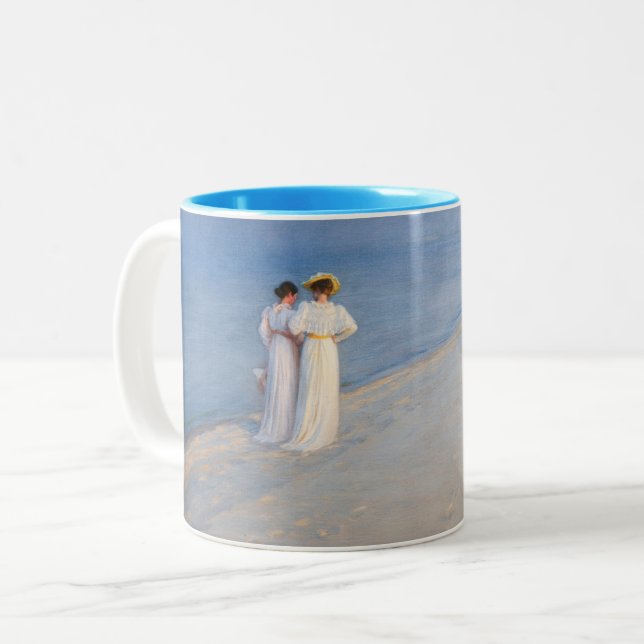 Kroyer - Summer Evening on Skagen Beach Two-Tone Coffee Mug (Front Left)