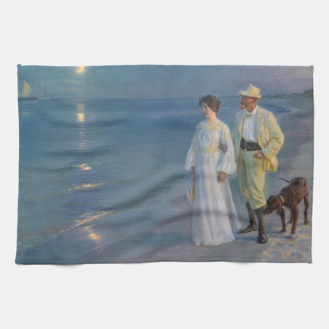 Kroyer - The Artist and his Wife on the Beach Kitchen Towel (Horizontal)