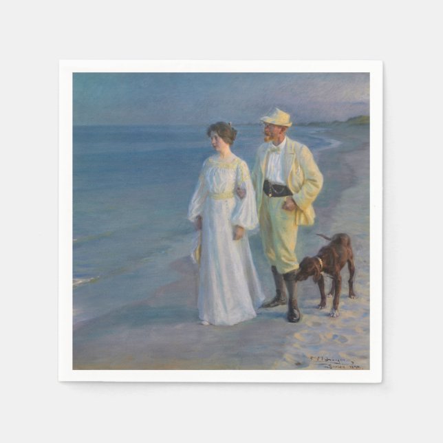 Kroyer - The Artist and his Wife on the Beach Napkin (Front)