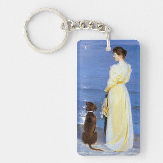 Kroyer - The Artist's Wife and Dog by the Shore Keychain (Front)