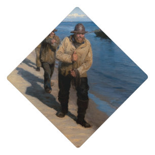 Kroyer - Three Fishermen Pulling a Boat Graduation Cap Topper