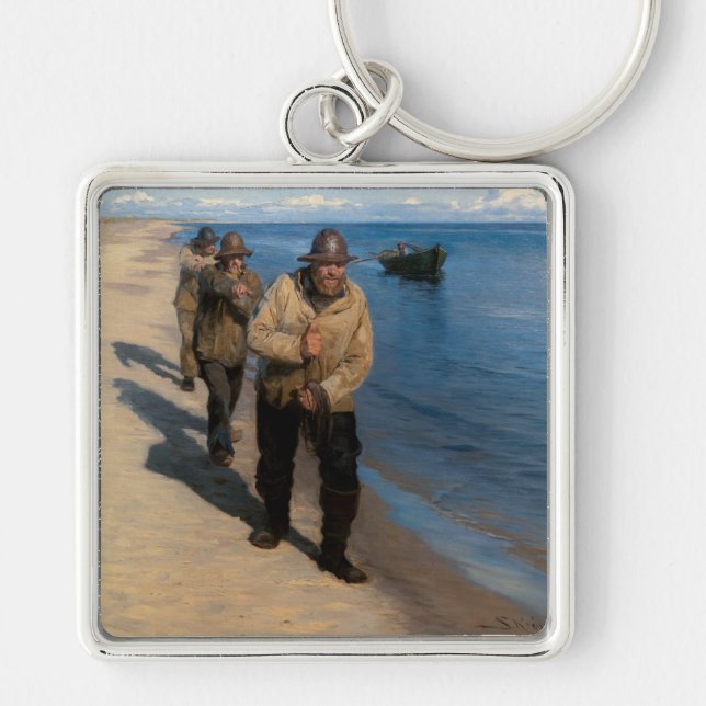 Kroyer - Three Fishermen Pulling a Boat Keychain (Front)