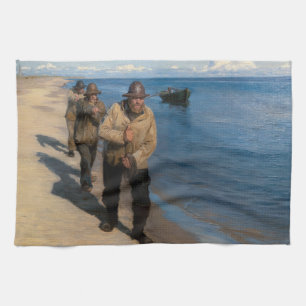 Kroyer - Three Fishermen Pulling a Boat Kitchen Towel