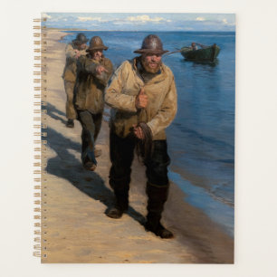 Kroyer - Trois pêcheurs tirant un bateau