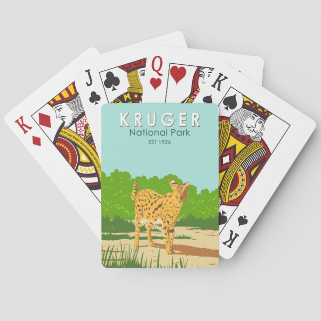 Kruger National Park Serval Travel Art Vintage Playing Cards (Back)
