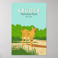 Kruger National Park Serval Travel Art Vintage